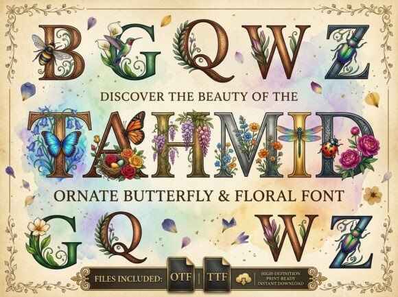 Elevate Your Brand with Tahmid: A Botanical Decorative Font
