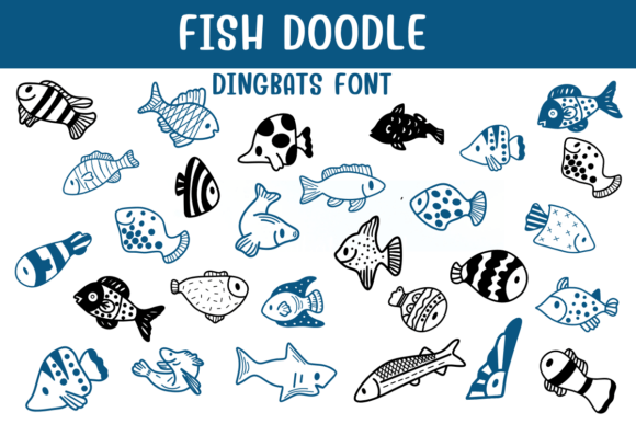 Fish Doodle Font: Whimsical Dingbats for Coastal Crafts