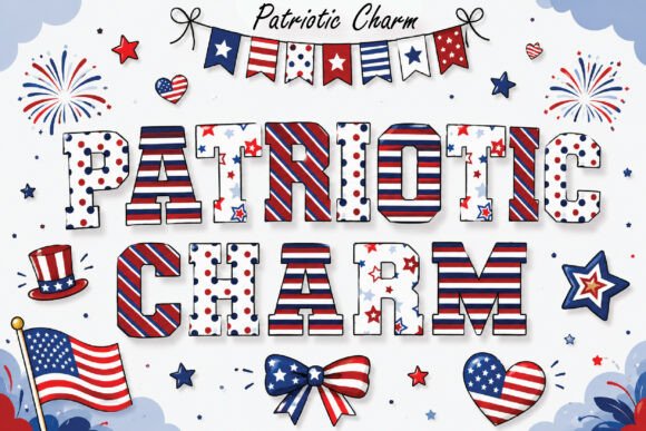 Patriotic Charm: A Bold and Trendy Font for Makers